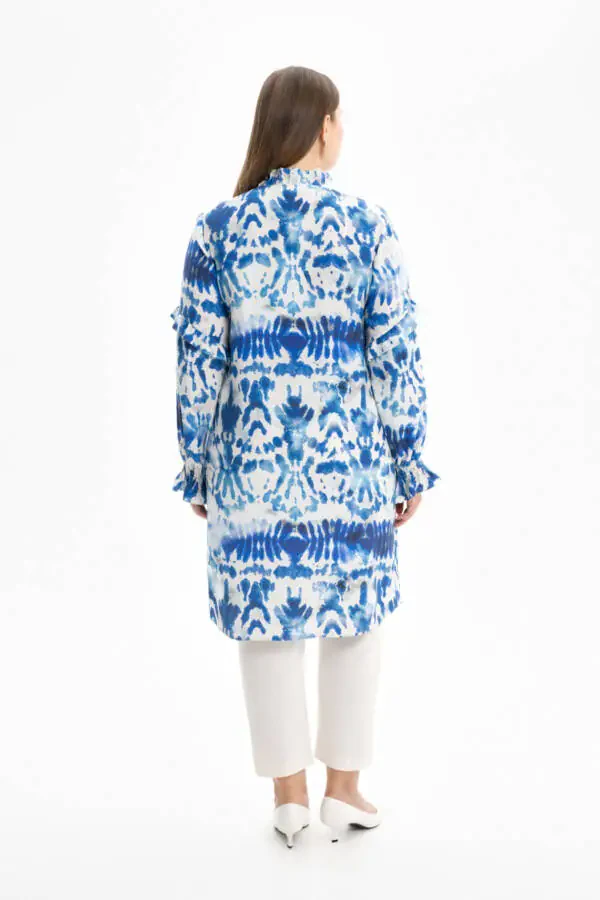 Detailed Patterned Tunic with Collar and Sleeves - 3