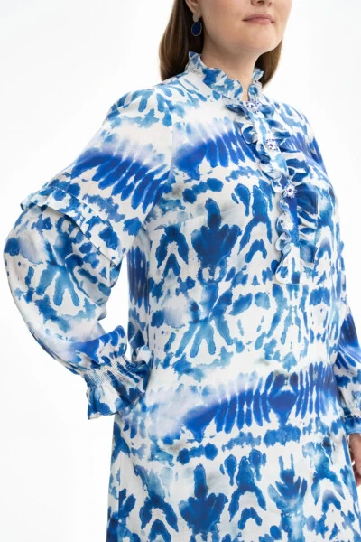 Detailed Patterned Tunic with Collar and Sleeves - 4