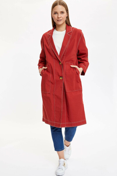 Detailed Pocket Oversized Trench Coat - 2