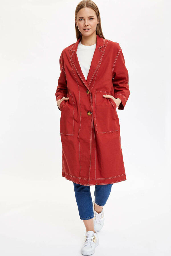 Detailed Pocket Oversized Trench Coat - 2