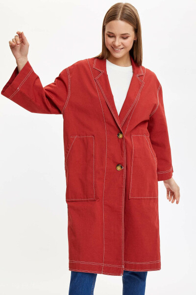 Detailed Pocket Oversized Trench Coat - 3