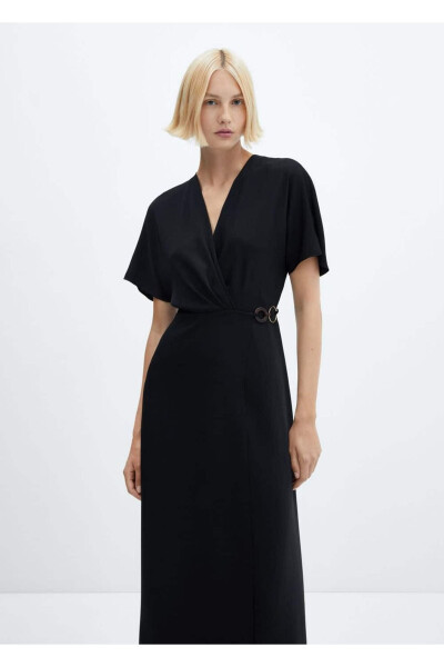 Detailed Ruched Wrap Dress - MANGO