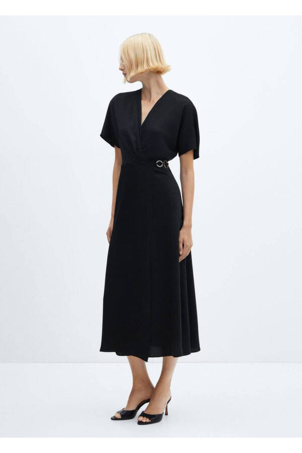 Detailed Ruched Wrap Dress - 2