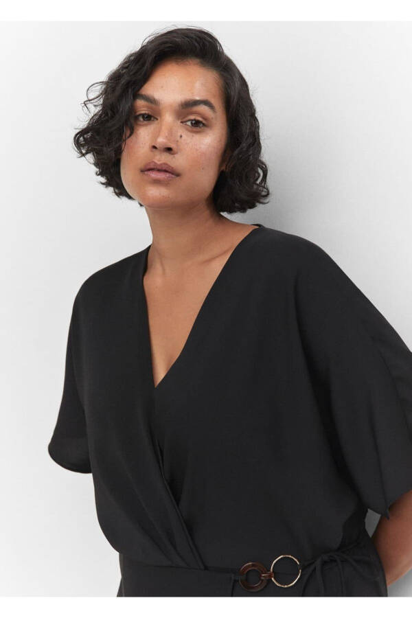 Detailed Ruched Wrap Dress - 6