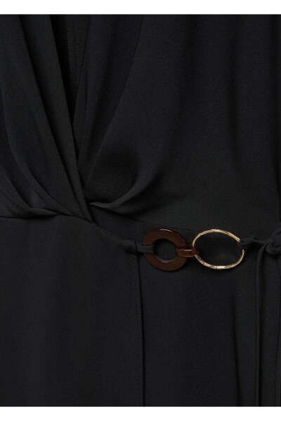 Detailed Ruched Wrap Dress - 7