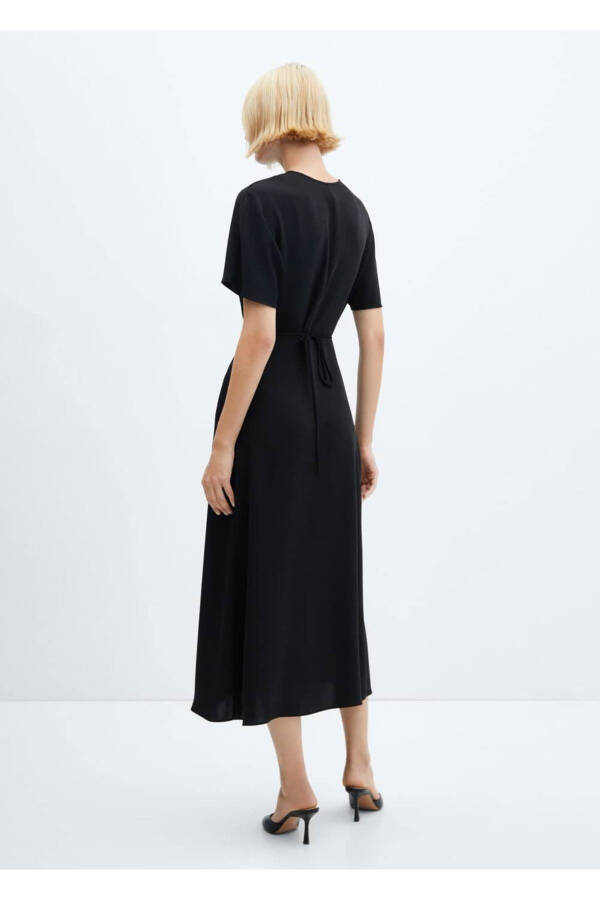 Detailed Ruched Wrap Dress - 4