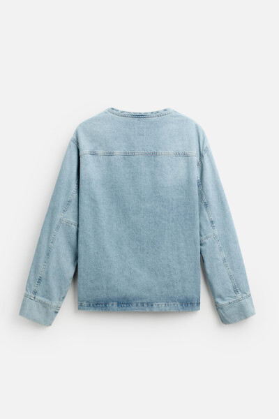 Detailed stitch denim sweatshirt - Blue - 7