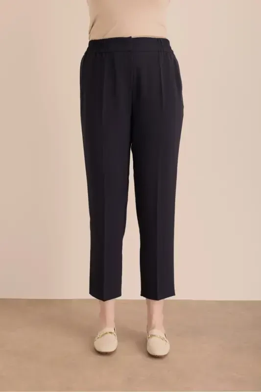 Detailed Woven Carrot Pants with Elastic Waistband - 2