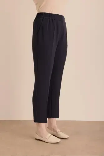 Detailed Woven Carrot Pants with Elastic Waistband - 4