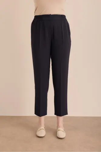 Detailed Woven Carrot Pants with Elastic Waistband - AKER (1)