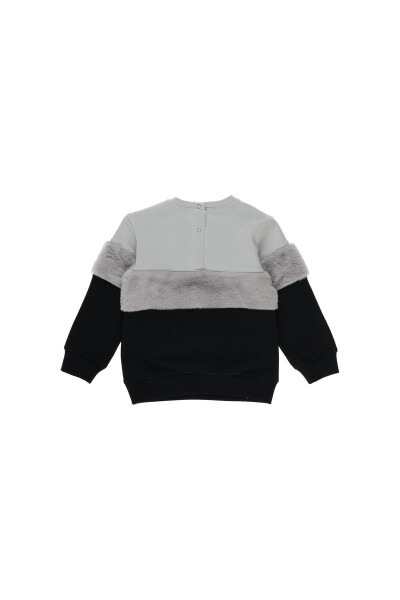 Detaylı Yazı Nakışlı Peluş Kız Bebek Sweatshirt - 8