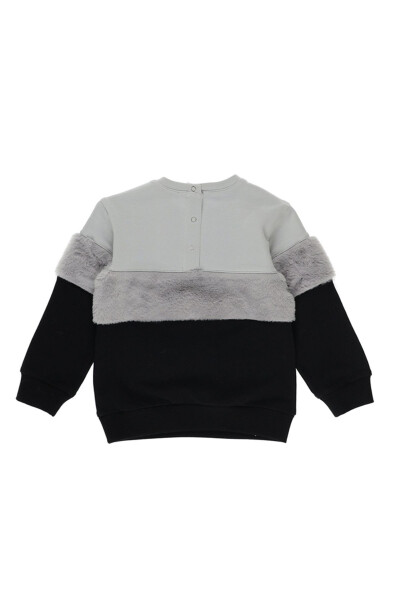 Detaylı Yazı Nakışlı Peluş Kız Bebek Sweatshirt - 2