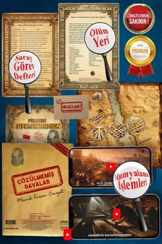 Detective Game - Elif Akman Faruk Kaya Peyami Yaman Tutankhamun Pharaoh Detective Board Game 4 Cases - 6