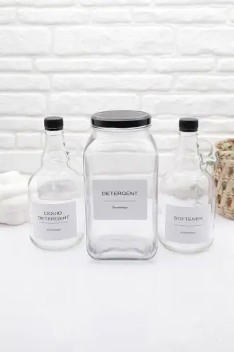 Deterjan Kavanozu 3000ml-galon Yumuşatıcı Şişesi 1000ml -galon Sıvı Deterjan Şişesi 1000ml Cam - gri - 1