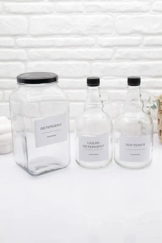 Deterjan Kavanozu 3000ml-galon Yumuşatıcı Şişesi 1000ml -galon Sıvı Deterjan Şişesi 1000ml Cam - gri - 2