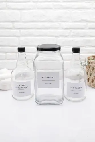 Deterjan Kavanozu 3000ml-galon Yumuşatıcı Şişesi 1000ml -galon Sıvı Deterjan Şişesi 1000ml Cam - gri - 3