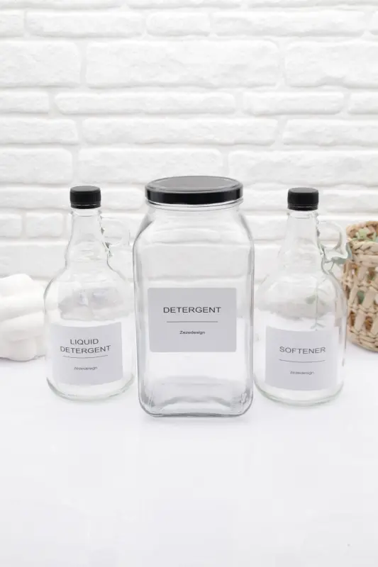 Deterjan Kavanozu 3000ml-galon Yumuşatıcı Şişesi 1000ml -galon Sıvı Deterjan Şişesi 1000ml Cam - gri - 3