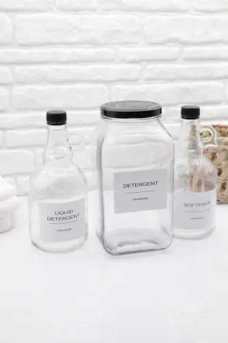 Deterjan Kavanozu 3000ml-galon Yumuşatıcı Şişesi 1000ml -galon Sıvı Deterjan Şişesi 1000ml Cam - gri - 4