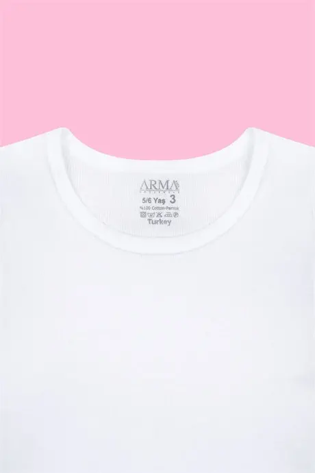 Детская белая футболка с коротким рукавом из хлопка - 2