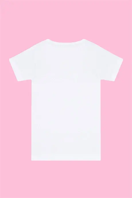 Детская белая футболка с коротким рукавом из хлопка - 3