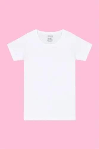 Детская белая футболка с коротким рукавом из хлопка - 4