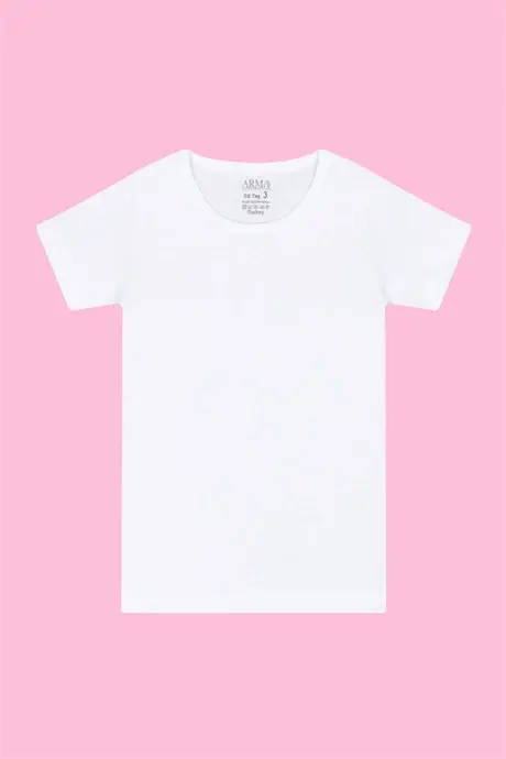 Детская белая футболка с коротким рукавом из хлопка - 4