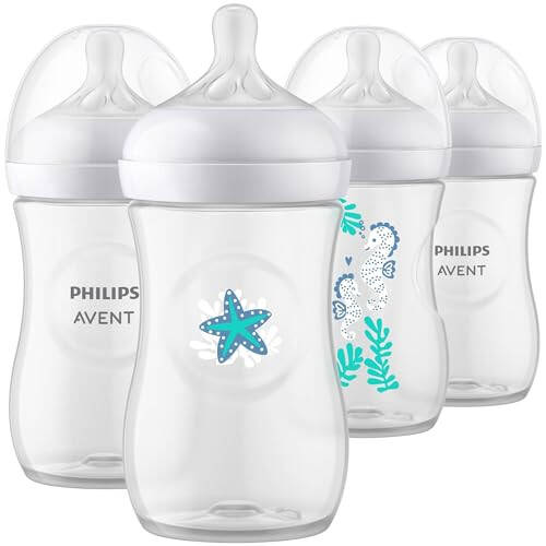 Детская бутылочка Philips Avent Natural с соской Natural Response, с дизайном моря, 270 мл, 4 шт., SCY903/68 - 1