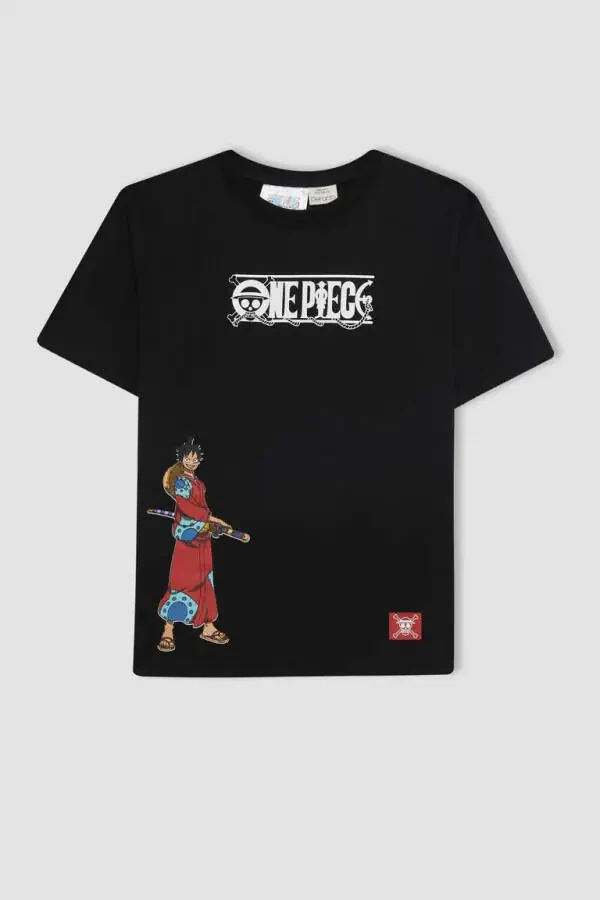 Детская футболка для мальчиков One Piece с воротником-поло, короткими рукавами, черная - 8