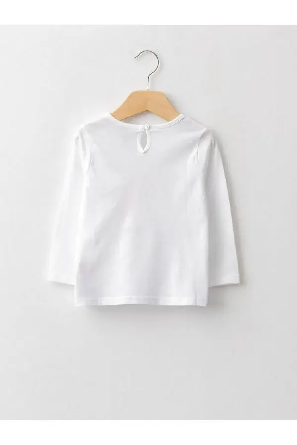 Детская футболка LCW с воротником поло, длинным рукавом, принтом, из хлопка для девочек - 2