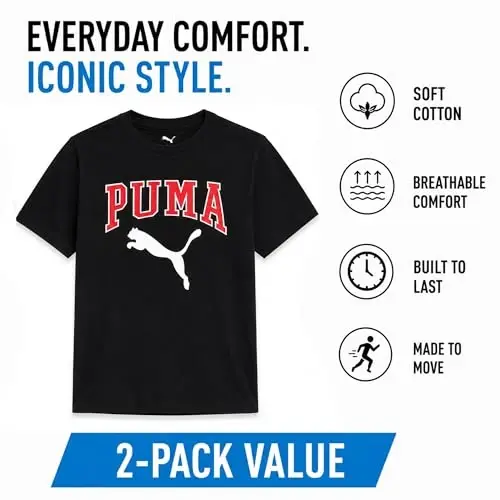 Детская футболка PUMA - Футболка с логотипом Cat для мальчиков - Спортивная футболка с круглым вырезом и короткими рукавами (S-XL), размер Large, зелёный/жёлтый - 4