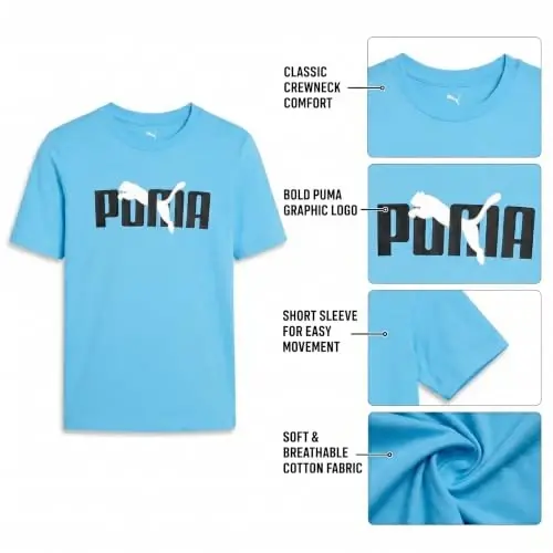 Детская футболка PUMA - Футболка с логотипом PUMA для мальчиков - Спортивная футболка с круглым вырезом и коротким рукавом (S-XL), размер Large, зелено-желтая - 5