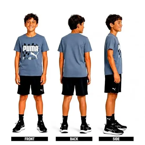 Детская футболка PUMA - Футболка с логотипом PUMA для мальчиков - Спортивная футболка с круглым вырезом и коротким рукавом (S-XL), Размер Large, Зеленый/Желтый - PUMA (1)