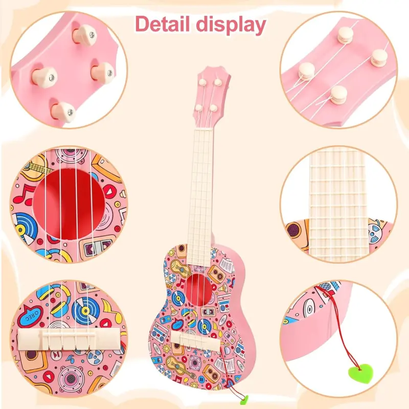 Kids Guitar Toy, Musical Instruments Learning Educational Toys, Guitar Toys Toy for Toddler Kid Girls Children Age 4 5 6 7 8 9 10 Year Old-PINK - 1
