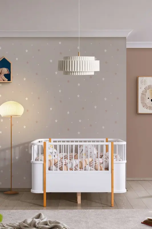 Детская кроватка из МДФ, Растущая кроватка Bella 90x120, 1 матрас Comfort – орех - 2