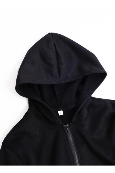 Детская толстовка с капюшоном для мальчиков и девочек с принтом черного и серого цвета на молнии - 10