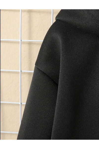 Детская толстовка с капюшоном для мальчиков и девочек с принтом черного и серого цвета на молнии - 10