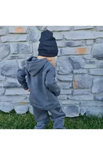 Детская/подростковая толстовка на молнии с капюшоном унисекс 1-14 лет-Антрацит - 4