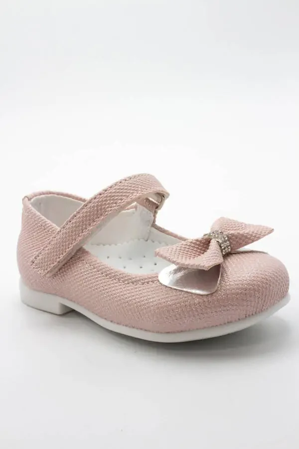 Детские балетки для девочек с розовым бантом, стразами и блестками - 20