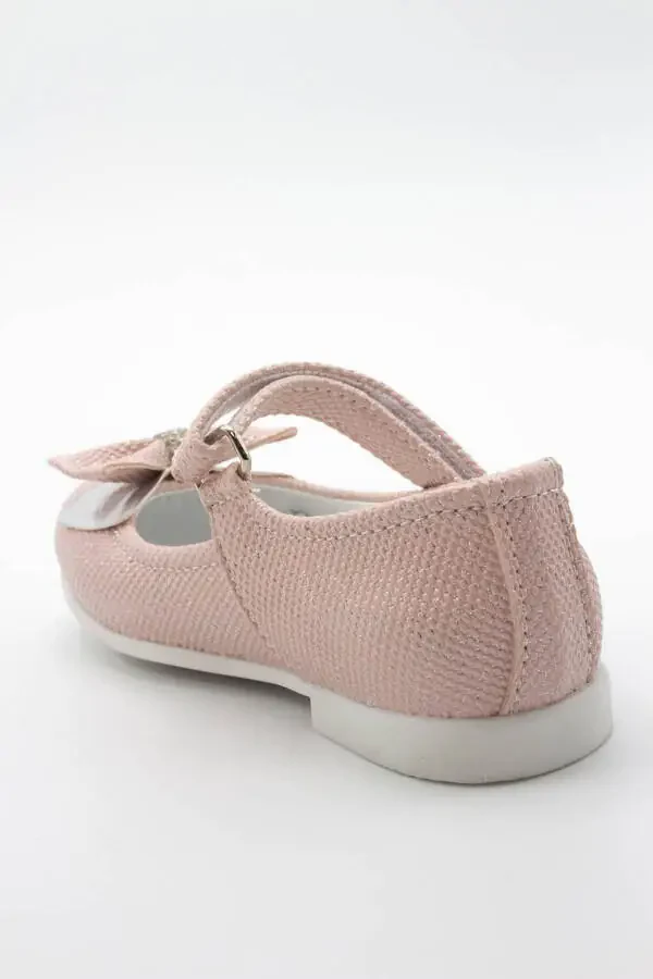 Детские балетки для девочек с розовым бантом, стразами и блестками - 22