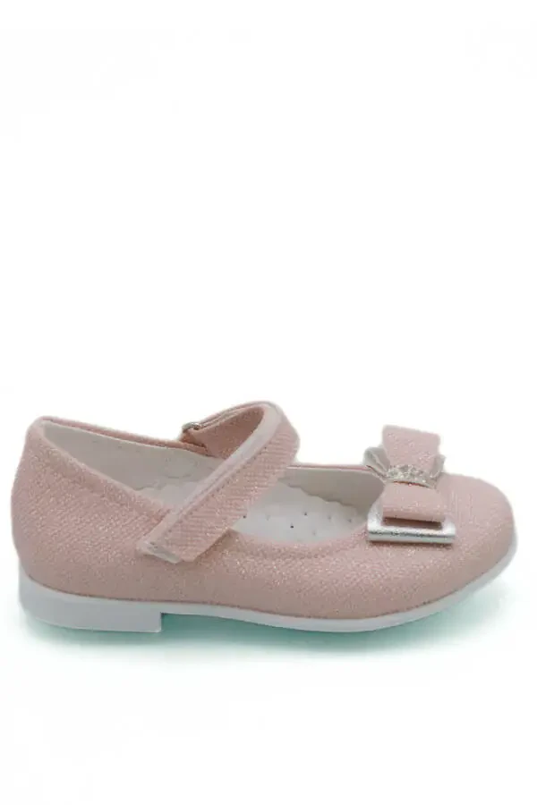 Детские балетки для девочек с розовым бантом, стразами и блестками - 9