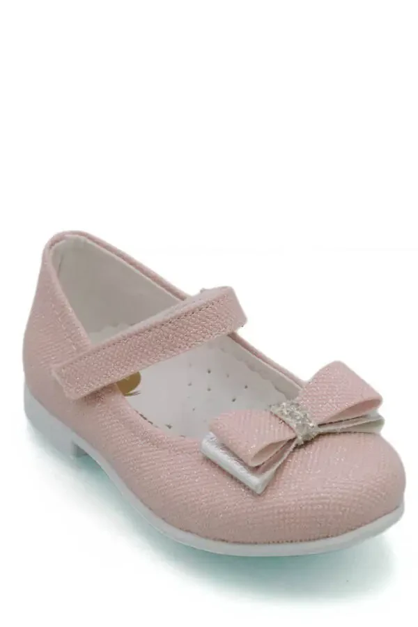 Детские балетки для девочек с розовым бантом, стразами и блестками - 10