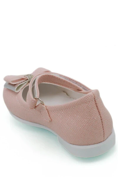 Детские балетки для девочек с розовым бантом, стразами и блестками - 11