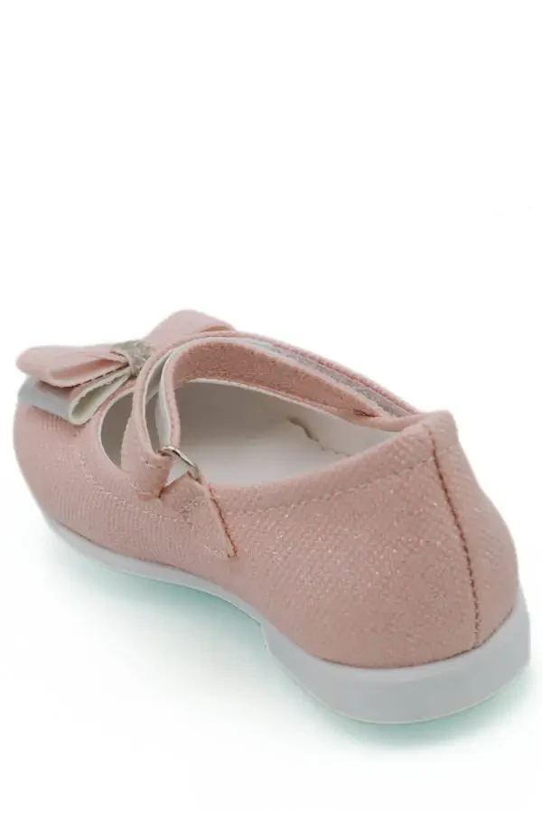 Детские балетки для девочек с розовым бантом, стразами и блестками - 11
