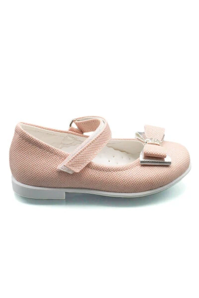 Детские балетки для девочек с розовым бантом, стразами и блестками - SERMODA (1)