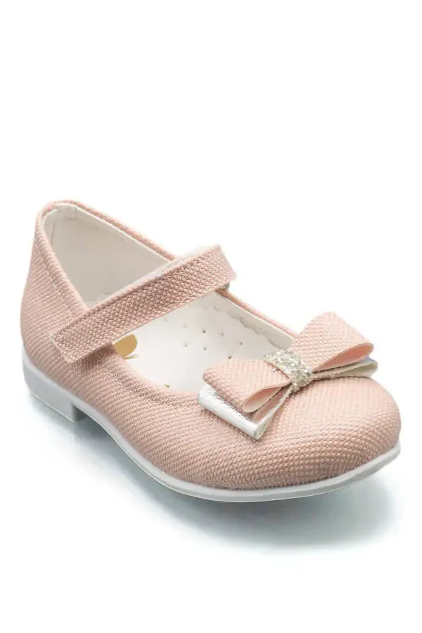 Детские балетки для девочек с розовым бантом, стразами и блестками - 4