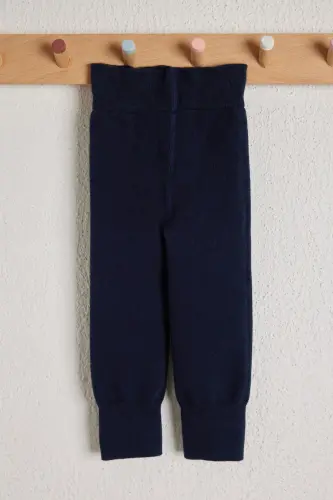 Детские колготки с эластичной деталью темно-синего цвета - 1