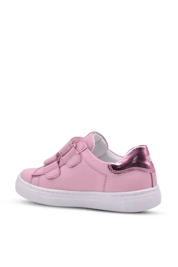 Детские кожаные туфли Papillon с двойной липучкой, пудровый цвет - 3