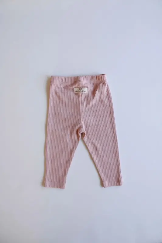 Детские леггинсы с ребристой отделкой в цвете розового бутона - 7