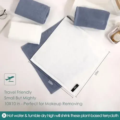 Детские мочалки, 12 шт., 10x10 дюймов, ультрамягкие маленькие мочалки для лица и тела, нежные и безопасные белые полотенца для лица для чувствительной кожи, необходимые вещи для душа для младенцев, детей ясельного возраста - 6