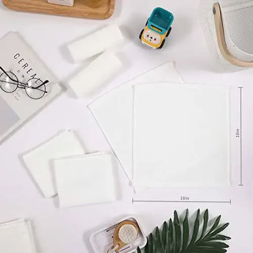 Детские мочалки 6 шт., 10x10 дюймов Небесно мягкие белые мочалки для лица и тела, Нежные и безопасные полотенца для лица для чувствительной кожи, Подарки для душа для новорожденных, детей младшего возраста и детей - 24